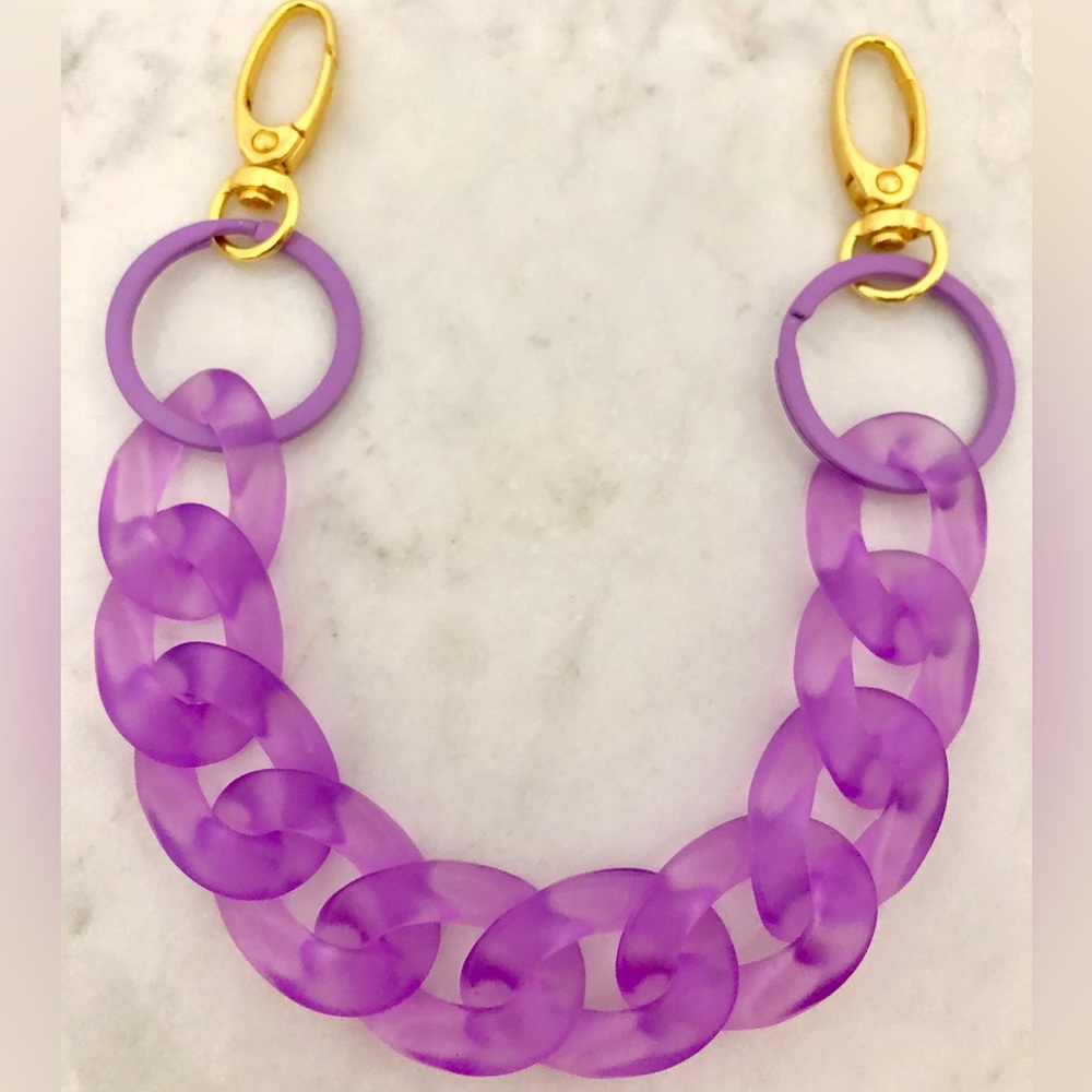 Acrylic Translucent Violet Chain Link Bag Strap or Charm/Keychain